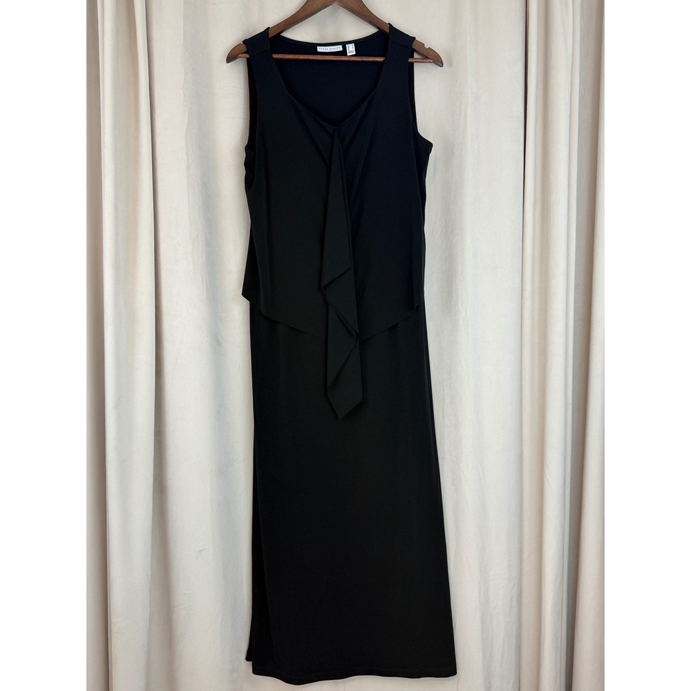 Susan Graver Tiered Liquid Knit Black Maxi Dress Size Medium - Picture 1 of 6